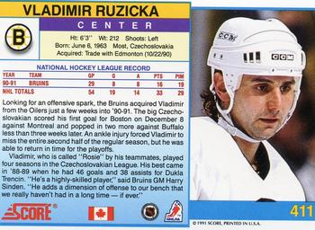 1991-92 Score Canadian English #411 Vladimir Ruzicka Back