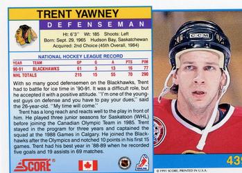 1991-92 Score Canadian English #439 Trent Yawney Back