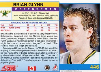 1991-92 Score Canadian English #446 Brian Glynn Back