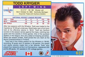 1991-92 Score Canadian English #637 Todd Krygier Back