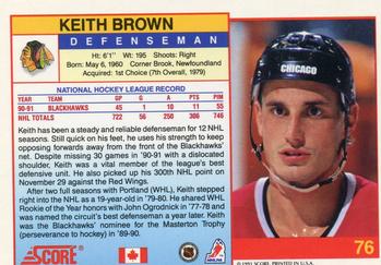1991-92 Score Canadian English #76 Keith Brown Back
