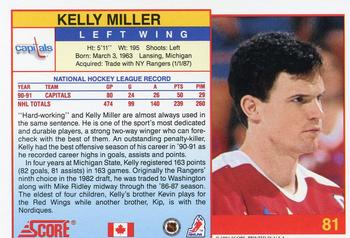 1991-92 Score Canadian English #81 Kelly Miller Back