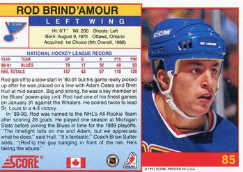 1991-92 Score Canadian English #85 Rod Brind'Amour Back