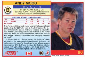 1991-92 Score Canadian English #90 Andy Moog Back
