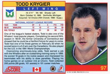 1991-92 Score Canadian English #97 Todd Krygier Back