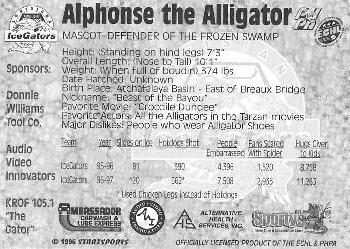 1997-98 Starzsports Louisiana Ice Gators (ECHL) #NNO Alphonse Back