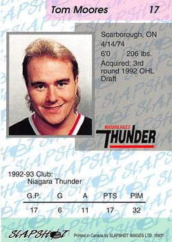 1993-94 Slapshot Niagara Falls Thunder (OHL) #17 Tom Moores Back