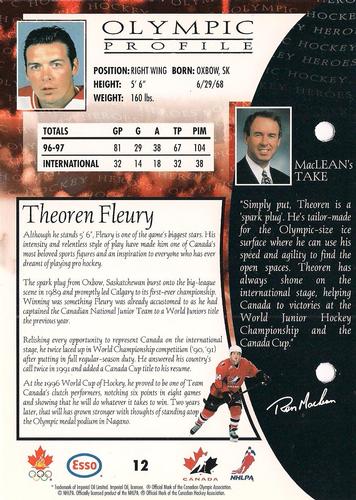1997 Esso Olympic Hockey Heroes #12 Theoren Fleury Back