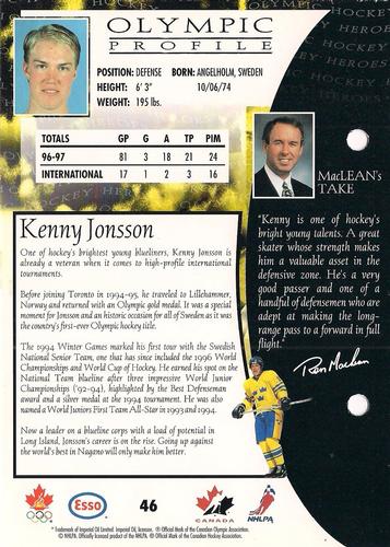 1997 Esso Olympic Hockey Heroes #46 Kenny Jonsson Back