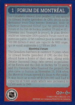 1992-93 O-Pee-Chee Montreal Canadiens Hockey Fest #1 Montreal Forum 1924 Back