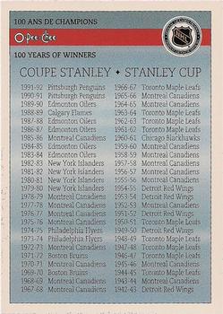 1992-93 O-Pee-Chee Montreal Canadiens Hockey Fest #35 Stanley Cup Champions Front