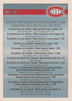 1992-93 O-Pee-Chee Montreal Canadiens Hockey Fest #46 Canadiens NHL Individual Records Front