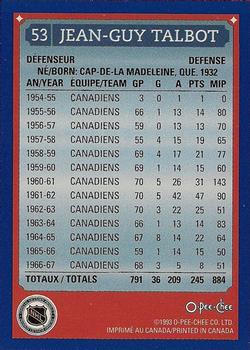 1992-93 O-Pee-Chee Montreal Canadiens Hockey Fest #53 Jean-Guy Talbot Back