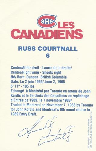 1988-89 Montreal Canadiens #NNO Russ Courtnall Back