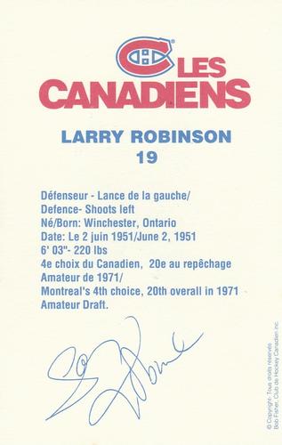 1988-89 Montreal Canadiens #NNO Larry Robinson Back