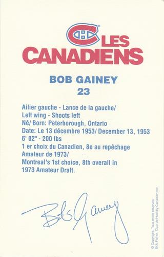 1988-89 Montreal Canadiens #NNO Bob Gainey Back