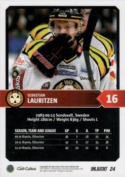 2012-13 SHL Elitset #24 Sebastian Lauritzen Back