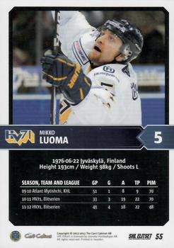 2012-13 SHL Elitset #55 Mikko Luoma Back