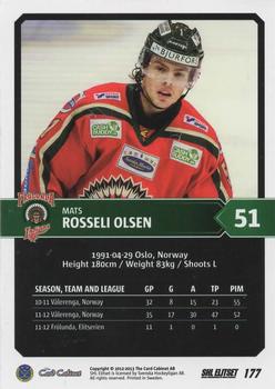 2012-13 SHL Elitset #177 Mats Rosseli Olsen Back