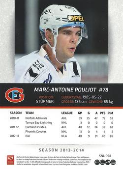 2013-14 PCAS Swiss National League #SNL-098 Marc-Antoine Pouliot Back
