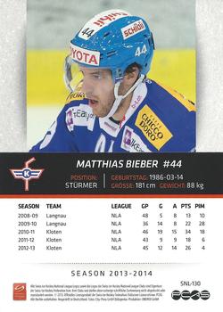 2013-14 PCAS Swiss National League #SNL-130 Matthias Bieber Back