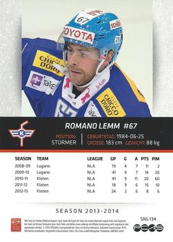 2013-14 PCAS Swiss National League #SNL-134 Romano Lemm Back