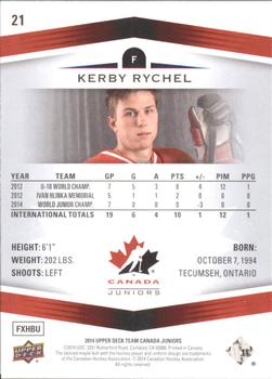 2014 Upper Deck Team Canada Juniors #21 Kerby Rychel Back