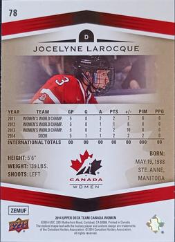 2014 Upper Deck Team Canada Juniors - Gold Sepia #78 Jocelyne Larocque Back