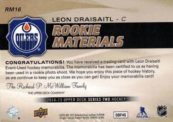 2014-15 Upper Deck - Rookie Materials Patches #RM16 Leon Draisaitl Back