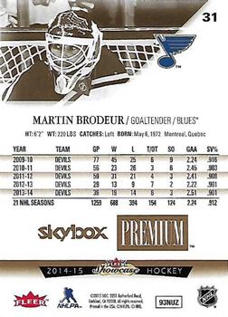 2014-15 Fleer Showcase - Skybox Premium #31 Martin Brodeur Back