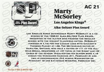 1991-92 Pro Set - NHL Sponsor Awards #AC 21 Marty McSorley Back