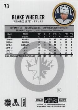 2014-15 O-Pee-Chee Platinum - Rainbow #73 Blake Wheeler Back