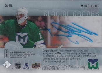 2014-15 Upper Deck Ice - Glacial Graphs #GG-ML Mike Liut Back