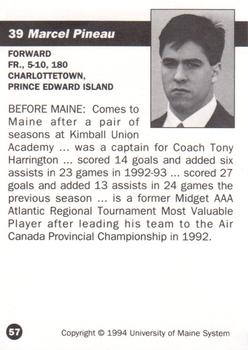 1993-94 Irving Maine Black Bears (NCAA) #57 Marcel Pineau Back