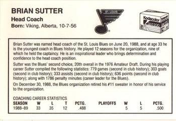 1989-90 Kodak St. Louis Blues #NNO Brian Sutter Back