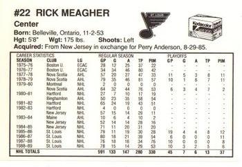 1989-90 Kodak St. Louis Blues #NNO Rick Meagher Back