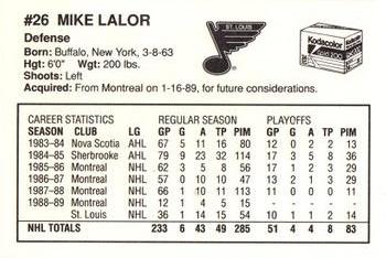 1989-90 Kodak St. Louis Blues #NNO Mike Lalor Back