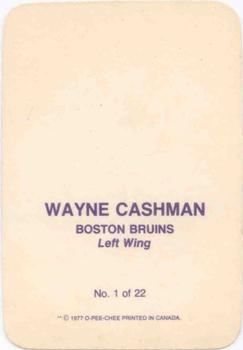 1977-78 O-Pee-Chee - Glossy Inserts (Rounded Corners) #1 Wayne Cashman Back