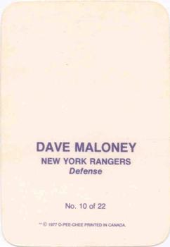 1977-78 O-Pee-Chee - Glossy Inserts (Rounded Corners) #10 Dave Maloney Back