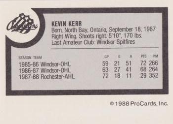 1988-89 ProCards Rochester Americans (AHL) #NNO Kevin Kerr Back