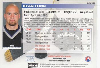 2003-04 Choice Manchester Monarchs (AHL) #3 Ryan Flinn Back