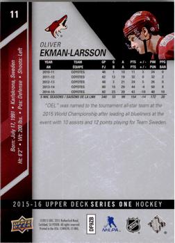 2015-16 Upper Deck #11 Oliver Ekman-Larsson Back