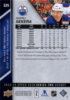 2015-16 Upper Deck #325 Andrej Sekera Back