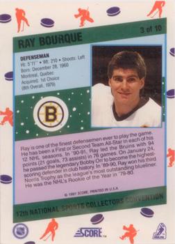 1991 Score 12th National Sports Collectors Convention #3 Ray Bourque Back
