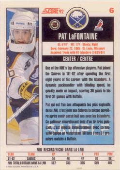 1992-93 Score Canadian - Samples #6 Pat LaFontaine Back