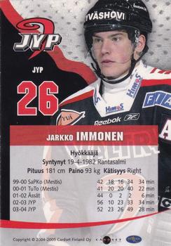 2004-05 Cardset Finland - Autographs Signature Plus #NNO Jarkko Immonen Back
