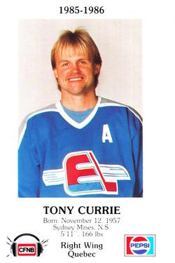 1985-86 Fredericton Express (AHL) Police #9 Tony Currie Front