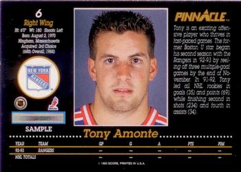 1993-94 Pinnacle - Samples I #6 Tony Amonte Back