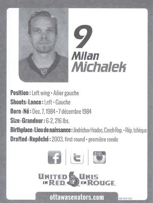 2014-15 Ottawa Senators #NNO Milan Michalek Back