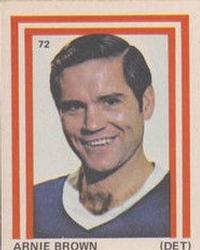 1972-73 Eddie Sargent NHL Players Stickers #72 Arnie Brown Front